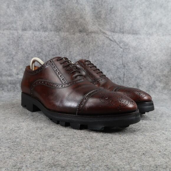 John Fluevog Shoes Mens 8 Oxford Classic Lace Up Brogue Brandenburg Angel Banker - Picture 1 of 16